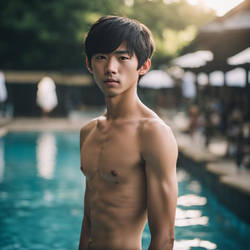 Japanese boy 18 years old skinny in speedo 
