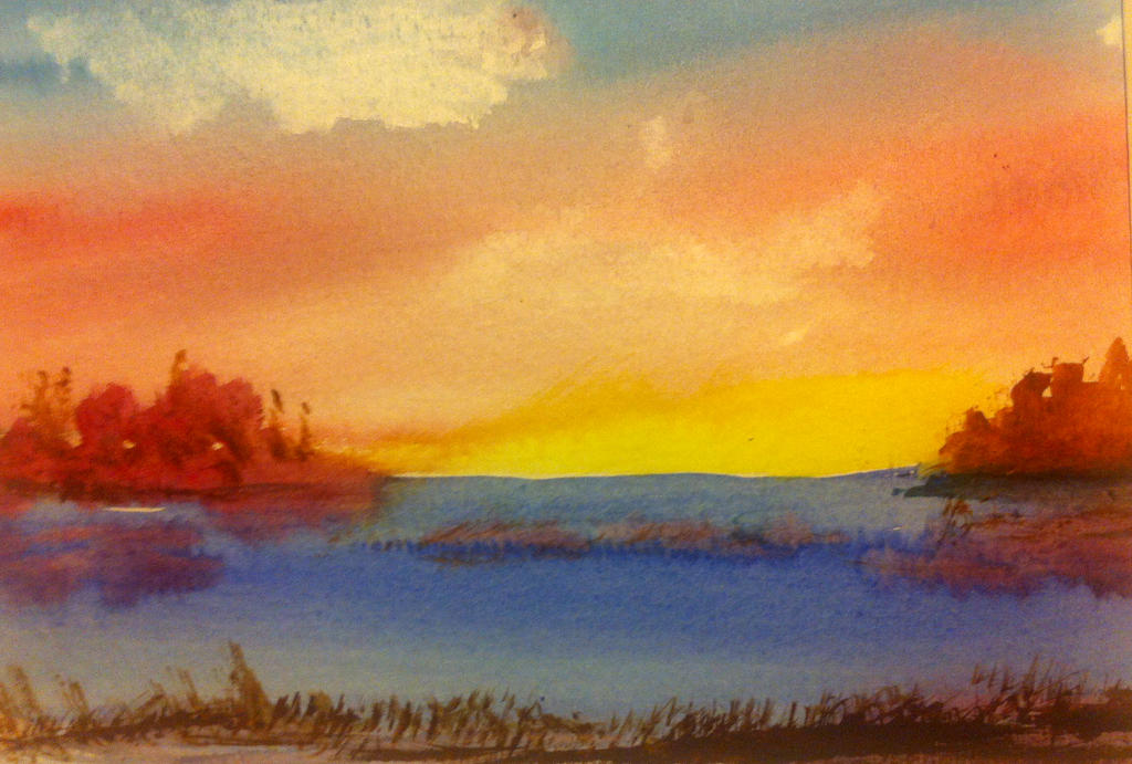 Watercolor waterscape