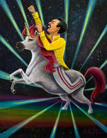 Freddie Mercury on a Unicorn