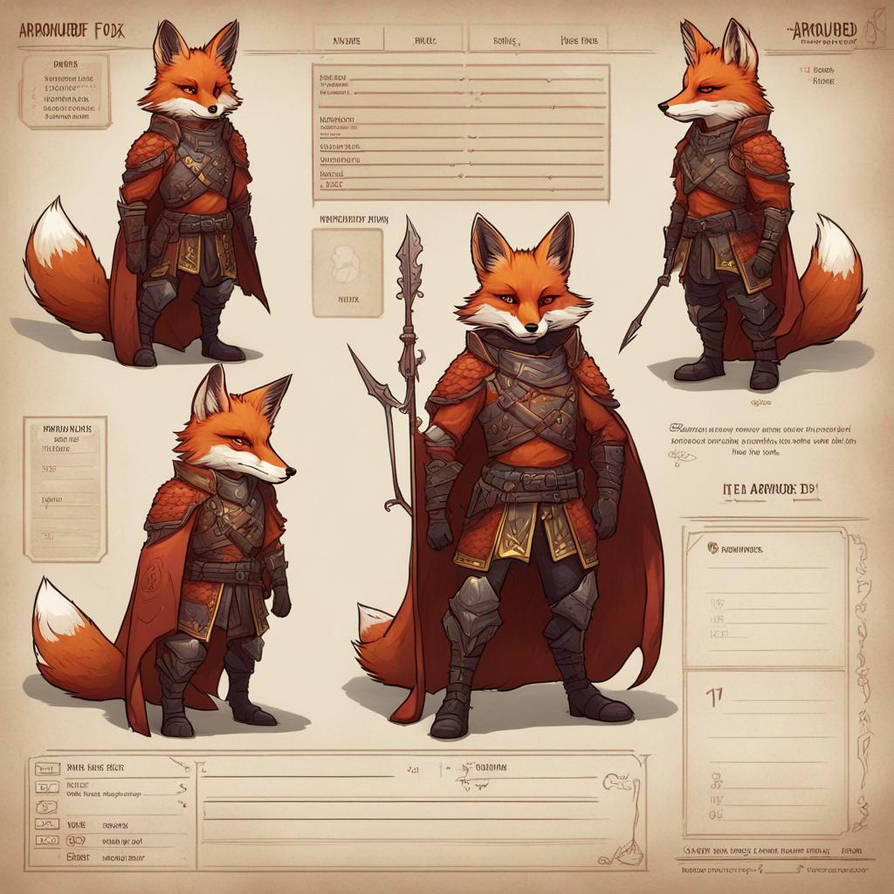 Fox Ranger Character Armoured Red Fox Pet Character Sheet Dnd Style by MaskCreationsLtd on ...