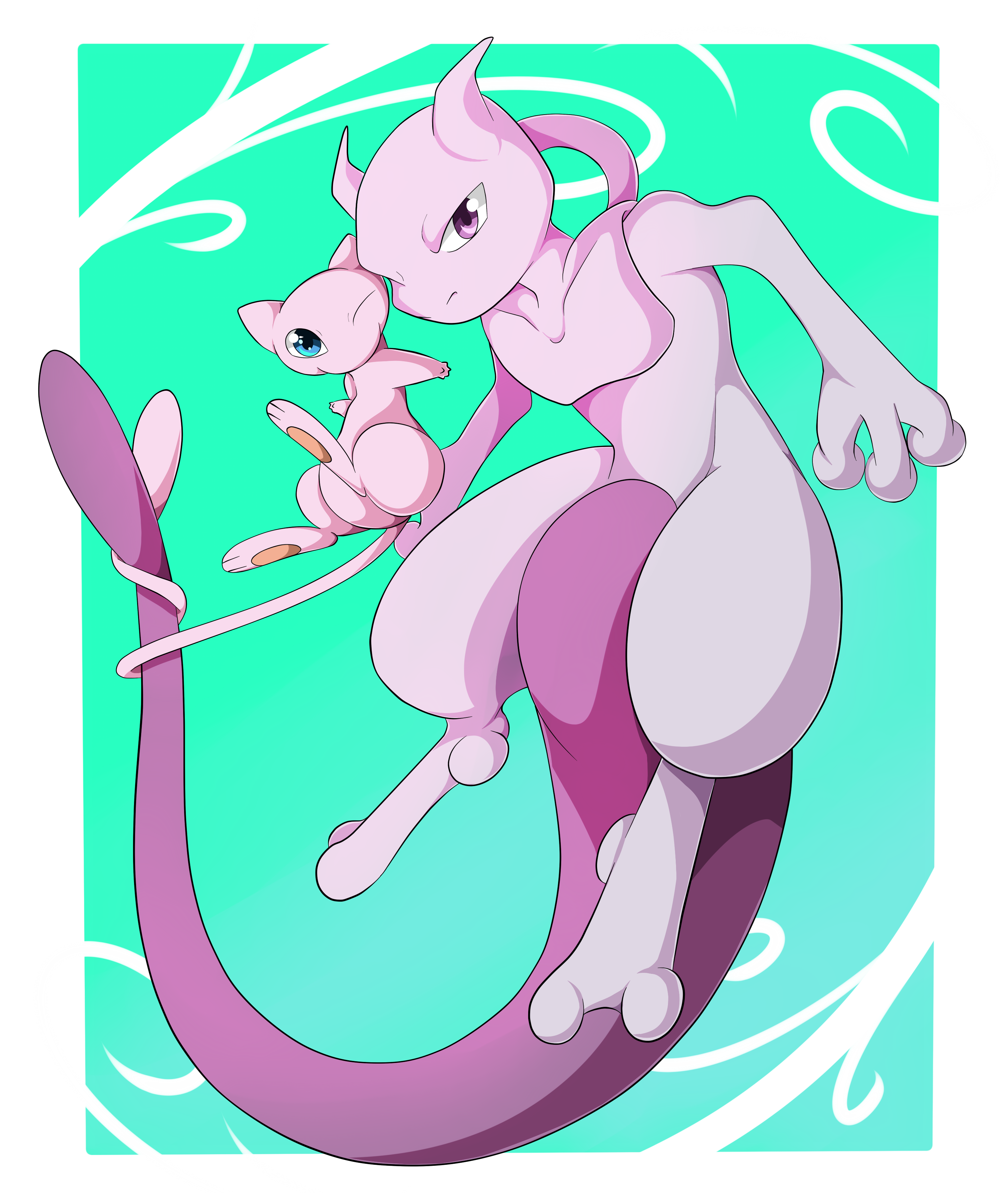 Mew and Mewtwo X by CelestialTentails on DeviantArt