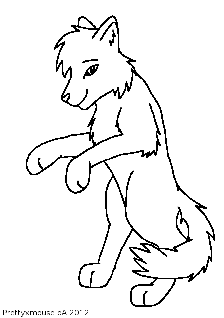 Free Wolf Standing Lineart~
