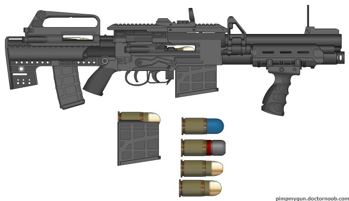 assault grenade launcher with bull pup m16