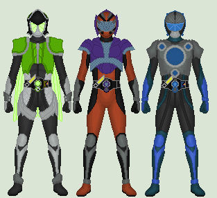 Art Trade #7: Three Armored Rider Redesigns. by Kamen-Zero on DeviantArt