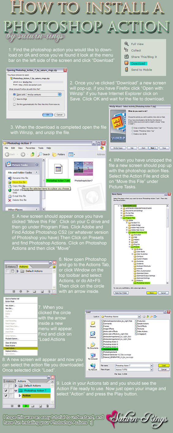 Install Photoshop Actions by saturn-rings