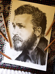 Hand-drawn Pencil drawing of actor Tom Hardy