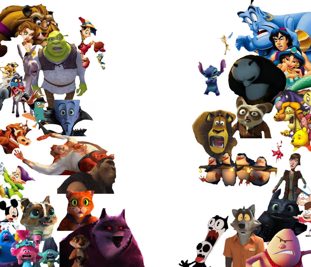 Disney + Dreamworks Characters Shocked Poster 3.0. by gumballnetworkcu ...