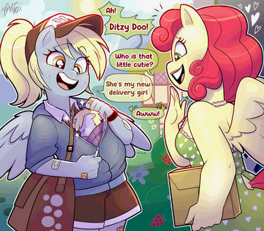 Derpy and Dinky fanart first day at work xconito