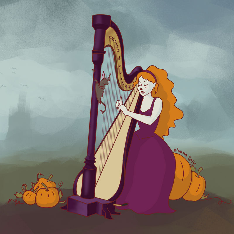 The Pumpkin Harpist by Elvann