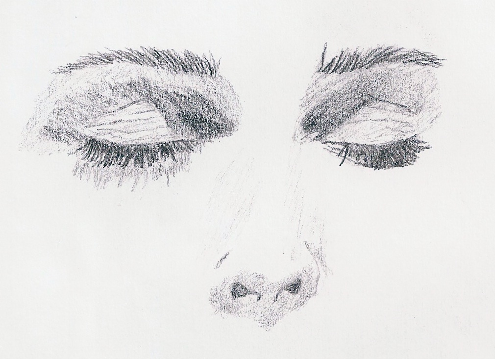 Como desenhar olhos fechados para iniciantes, desenho fácil com lápis