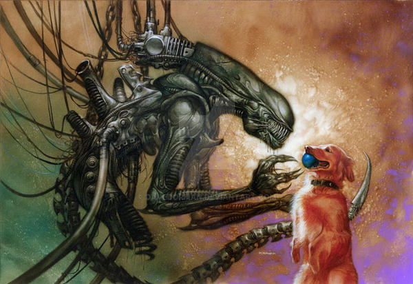 Alien and Dog by DaveDorman on DeviantArt
