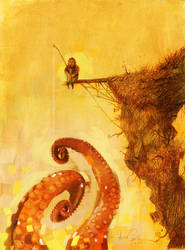 The fisherman of giant octopus