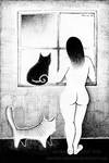 Woman with Cats by Stardust-Splendor