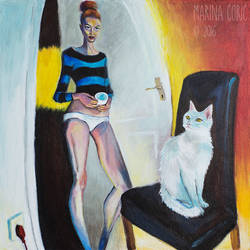 Selfportrait with Cat IV