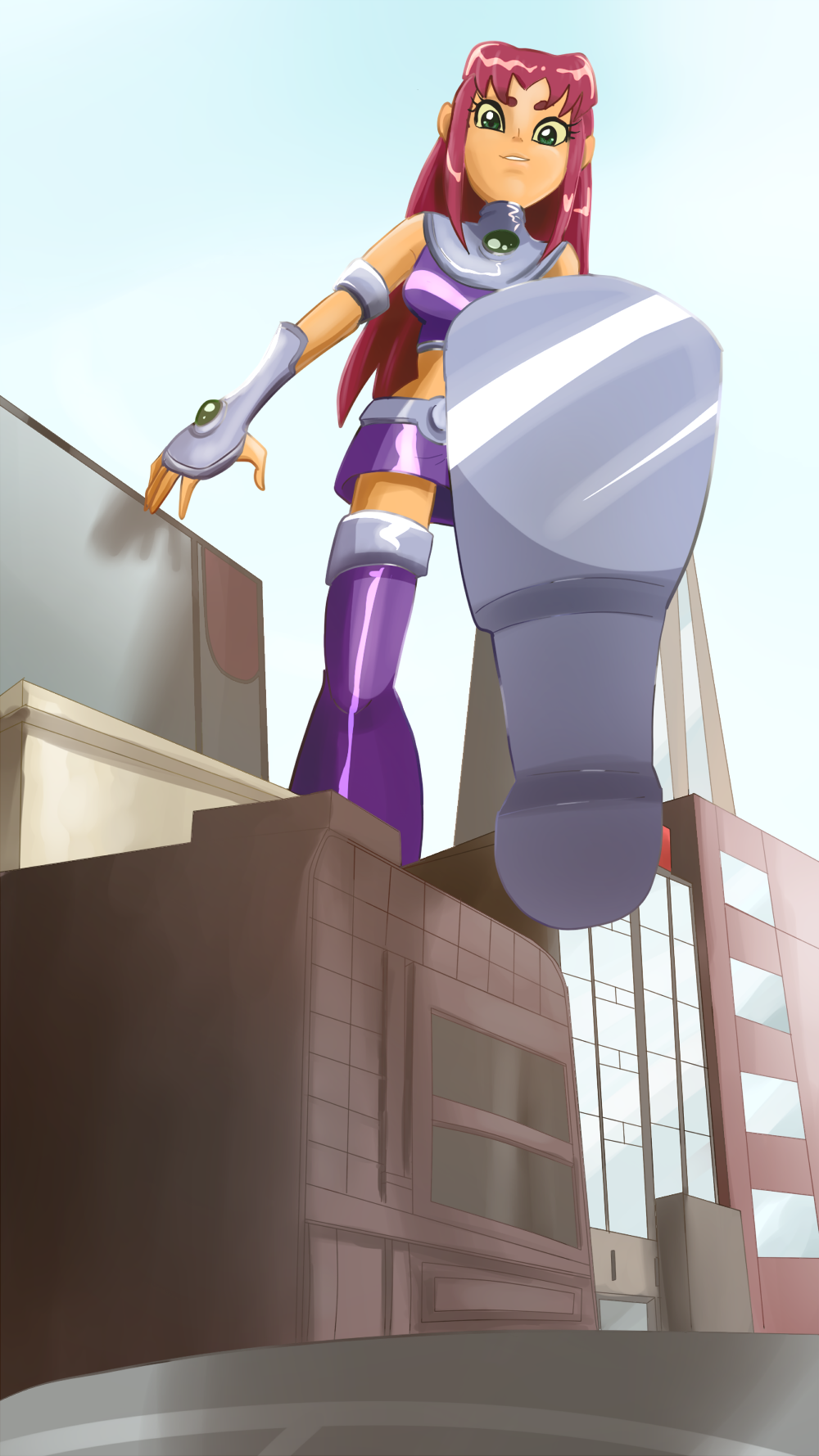 Starfire walking in the city