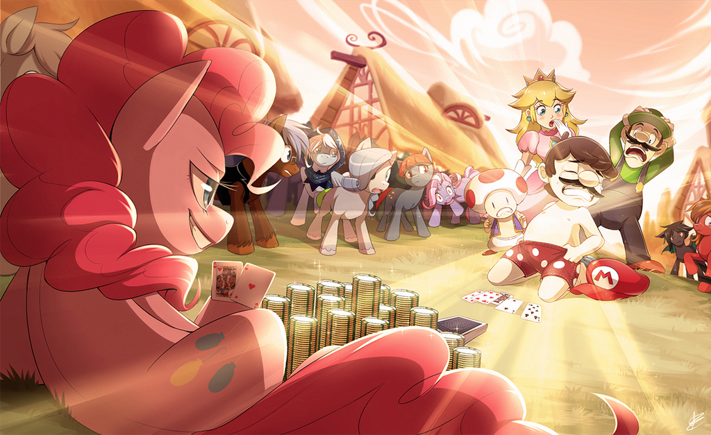 Shirtless Mario in Equestria After Losing a Bet by Seyumei