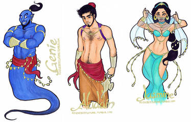 Genie, Aladin and Jasmine