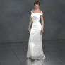 Satin mermaids-tail wedding dress with gauze train