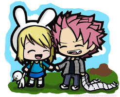 Natsu and Lucy as Fionna and Marshall Lee