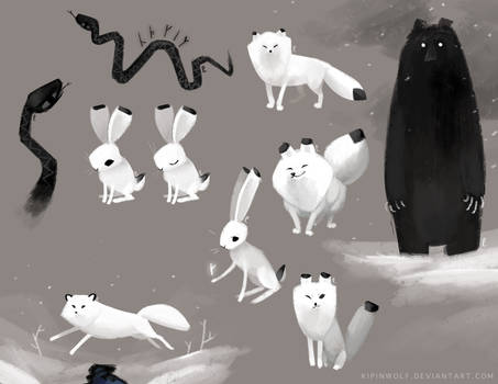 Arctic foxes and other animals