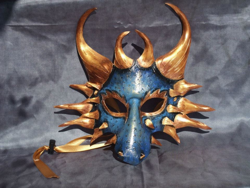 Blue And Gold Dragon Mask