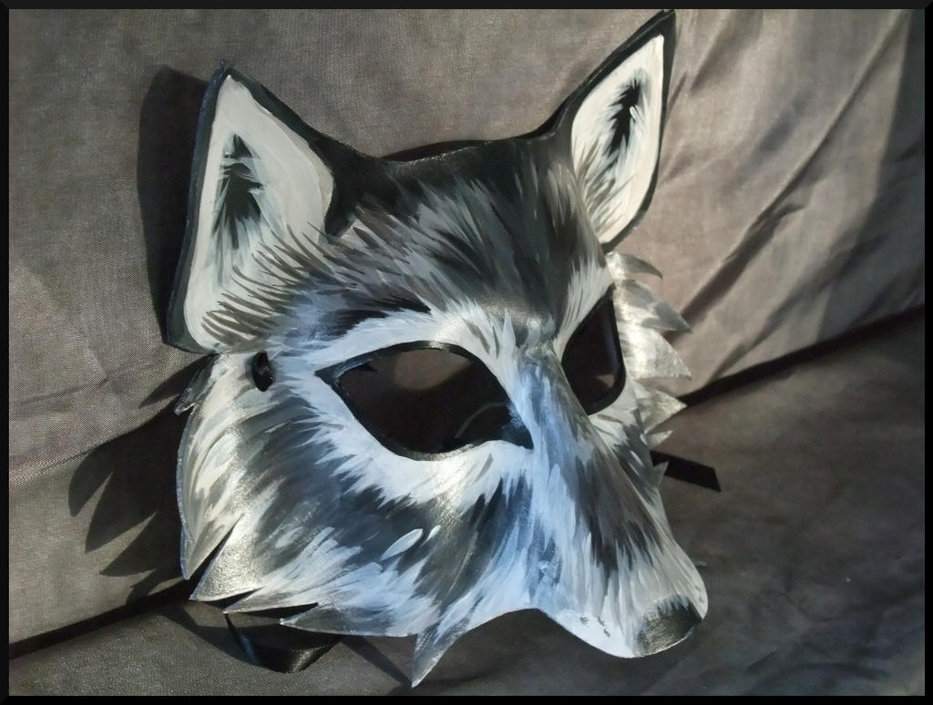 Grey Leather Wolf Mask