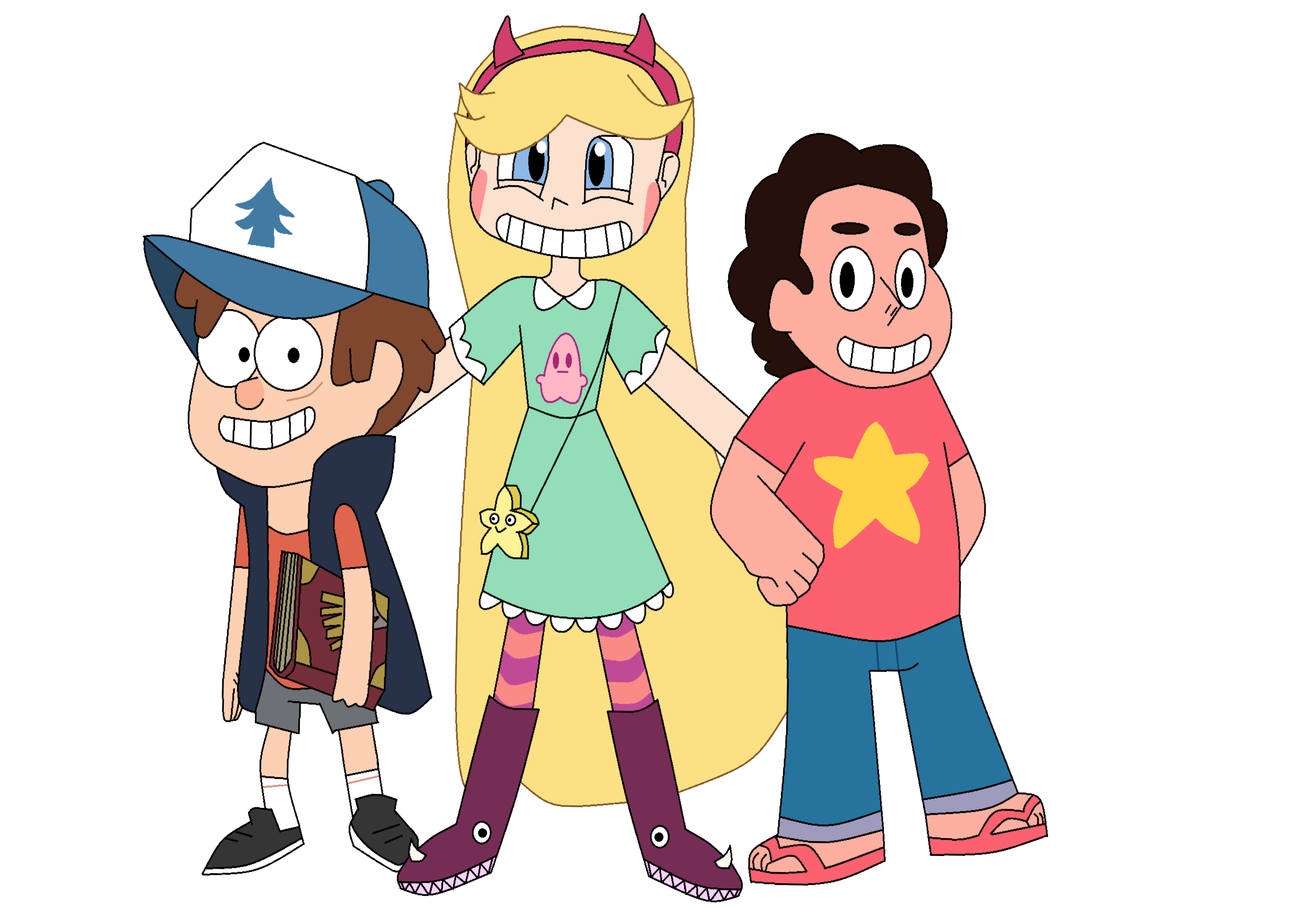 Fan Art~Dipper, Star, and Steven Crossover