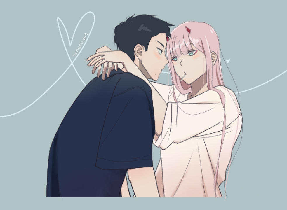 Zero Two x Male OC Fanart by venaraart on DeviantArt