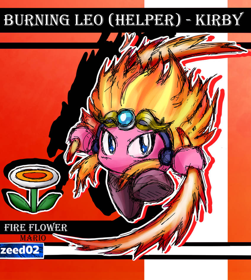 Mario Buring Burning Leo Kirby and Fire Flower mario (color) by zeed02 on DeviantArt