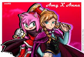 Amy Rose and Princess Anna Color / Sonic 4 Frozen