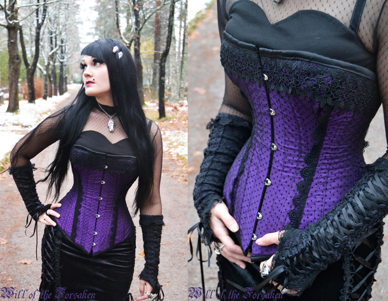 Purple silk corset