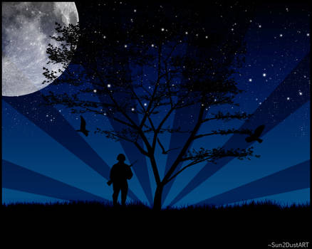 Lonely Soldier in Moonlight by Sun2DustART