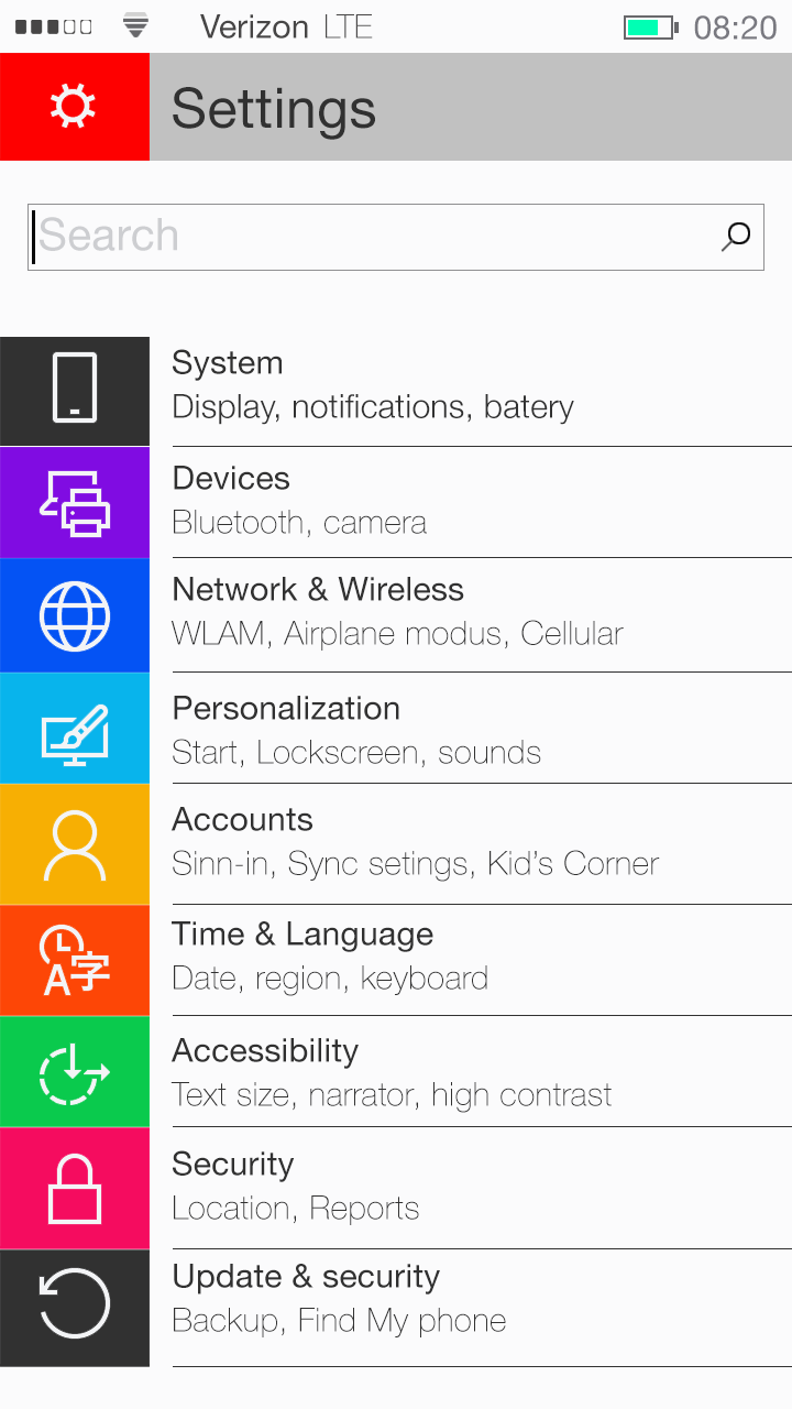 Windows 10 Mobile Settings