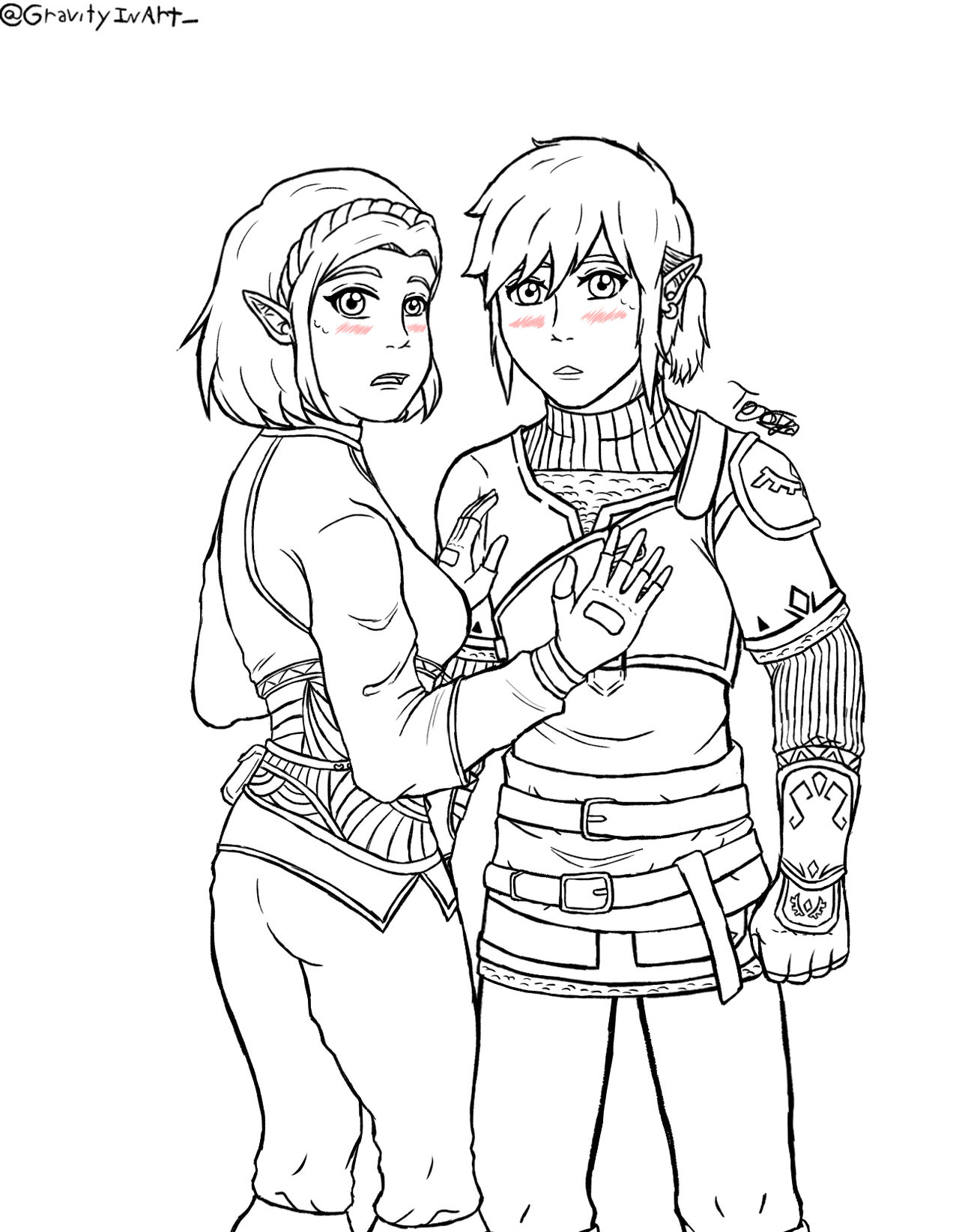 Zelda x Link interrupted lineart (TOTK) by PrincessKairi00 on DeviantArt