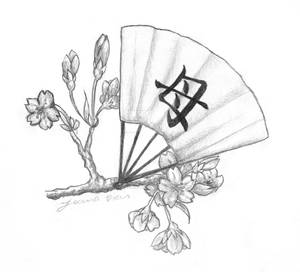 Tattoo Design - sakura+fan