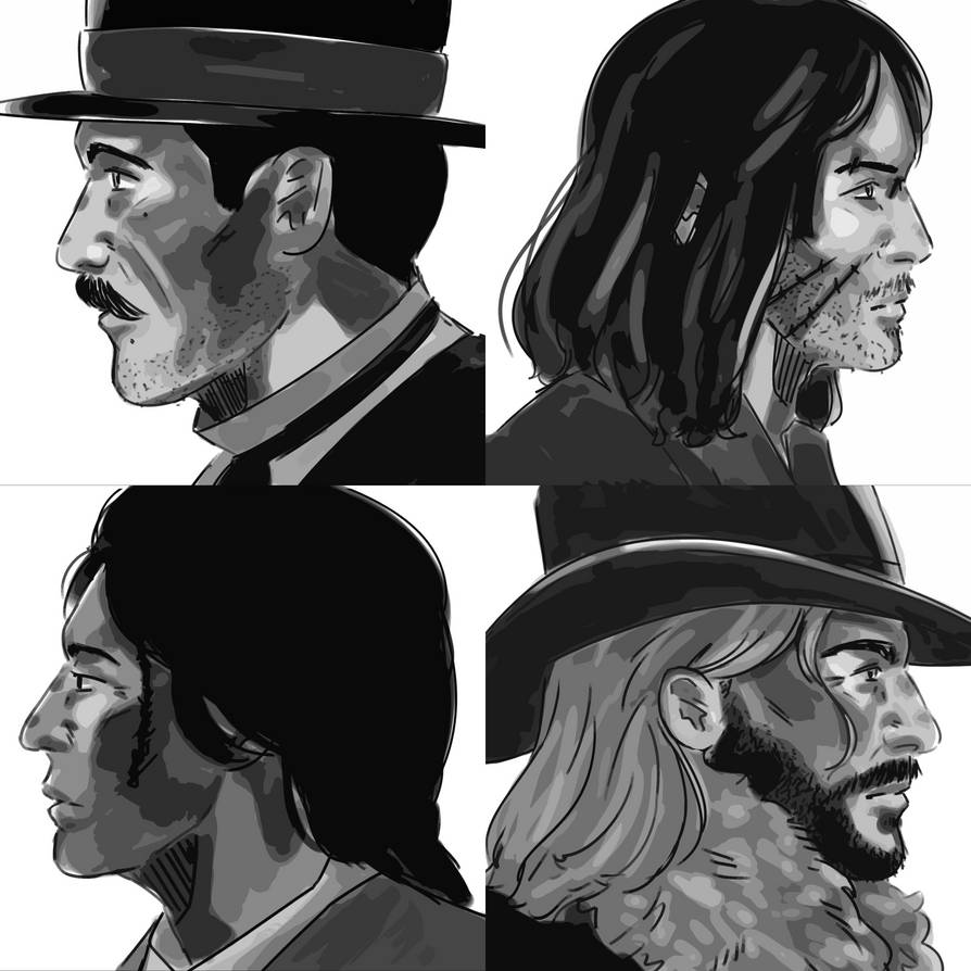 side profile and shading study (rdr2 characters) by ghouleea on DeviantArt