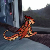 Chibi dragon traveling