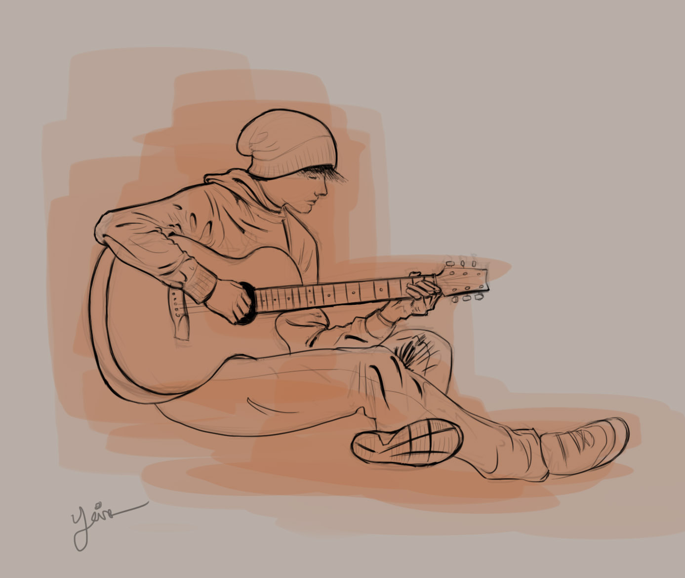 Sitting with Guitar