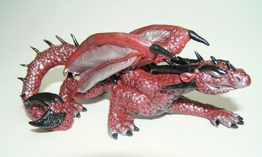 Sneaking Red Dragon Sculpture