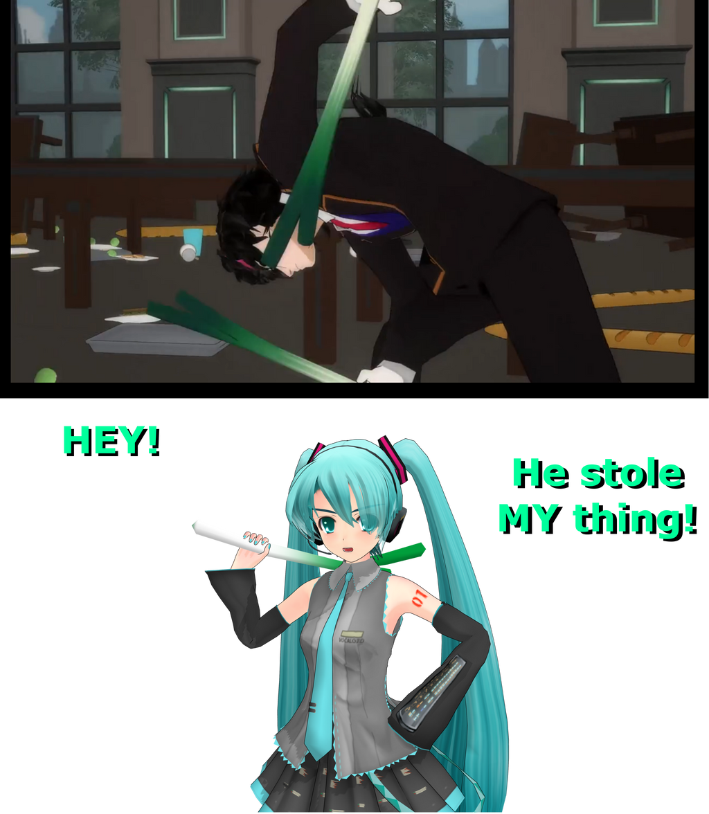 .:MMD:. Miku's Reaction to RWBY 'Food Fight' Scene