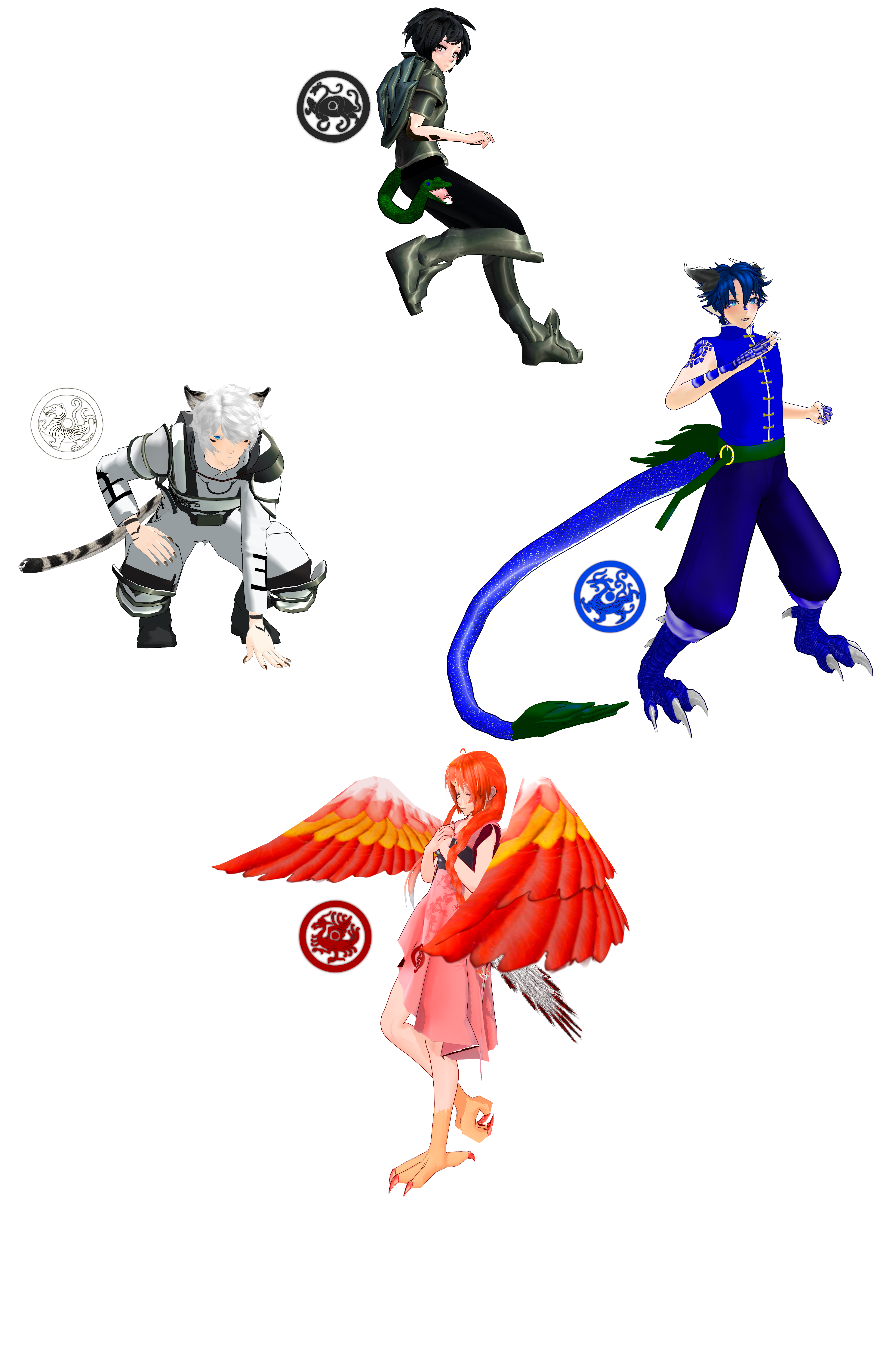 .:MMD+Mythology:. Si Xiang (Four Symbols)