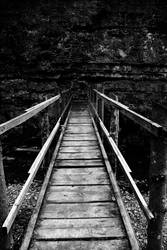 Old bridge in the black woods of Germany