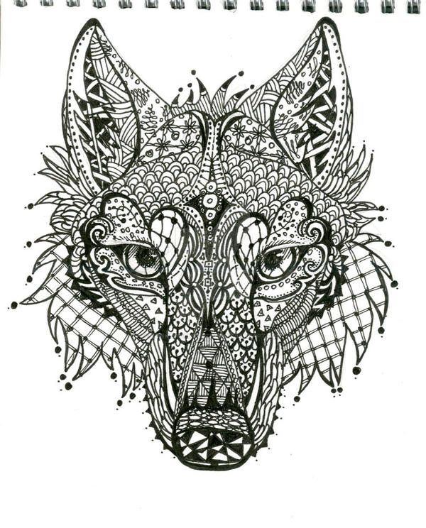 Zen wolf doodle