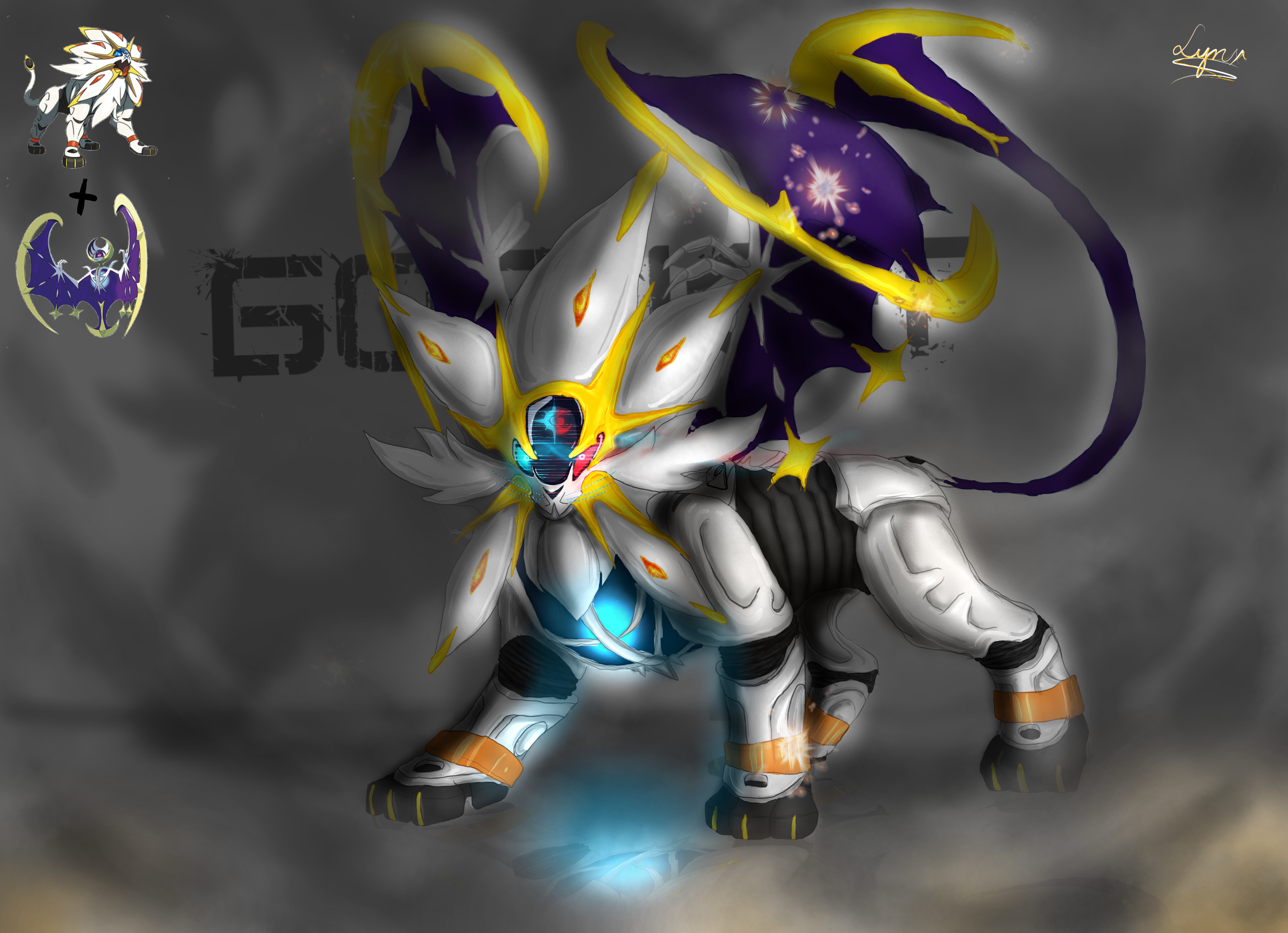 Pokemon-Fusion] Solgaleo + Lunala by LittleMissLynx on DeviantArt