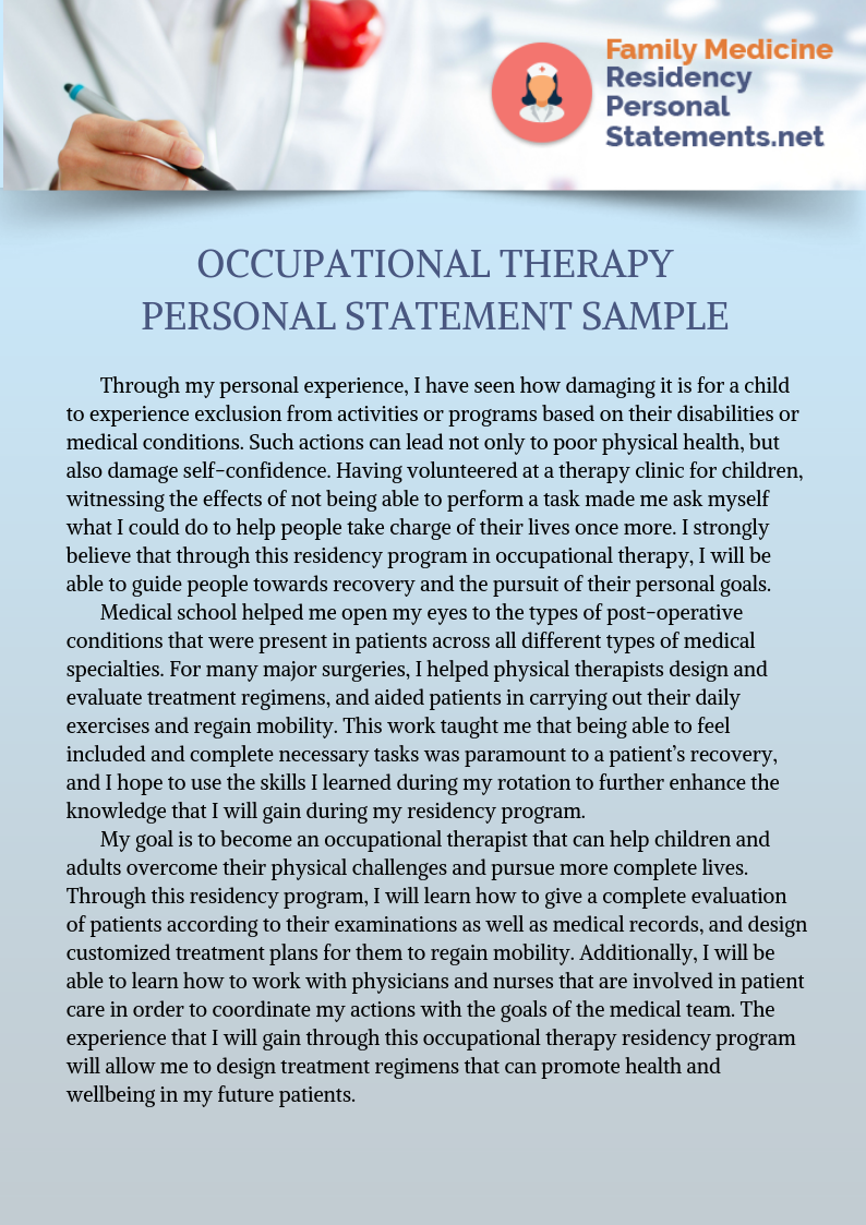 how to write a personal statement for occupational therapy school