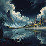 Lakeside Sanctuary: Moonlit Alpine Valley