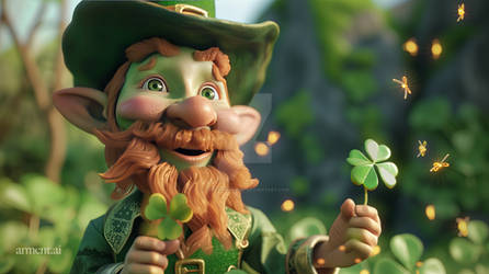 Leprechaun with Four Leaf Clover