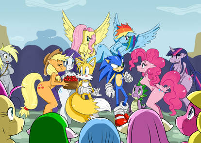 Sonic in Ponyville -Colored-