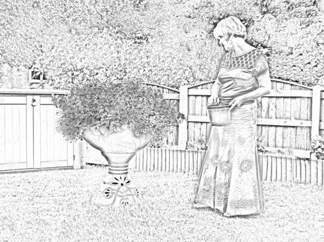 Marilyn in garden Drawing