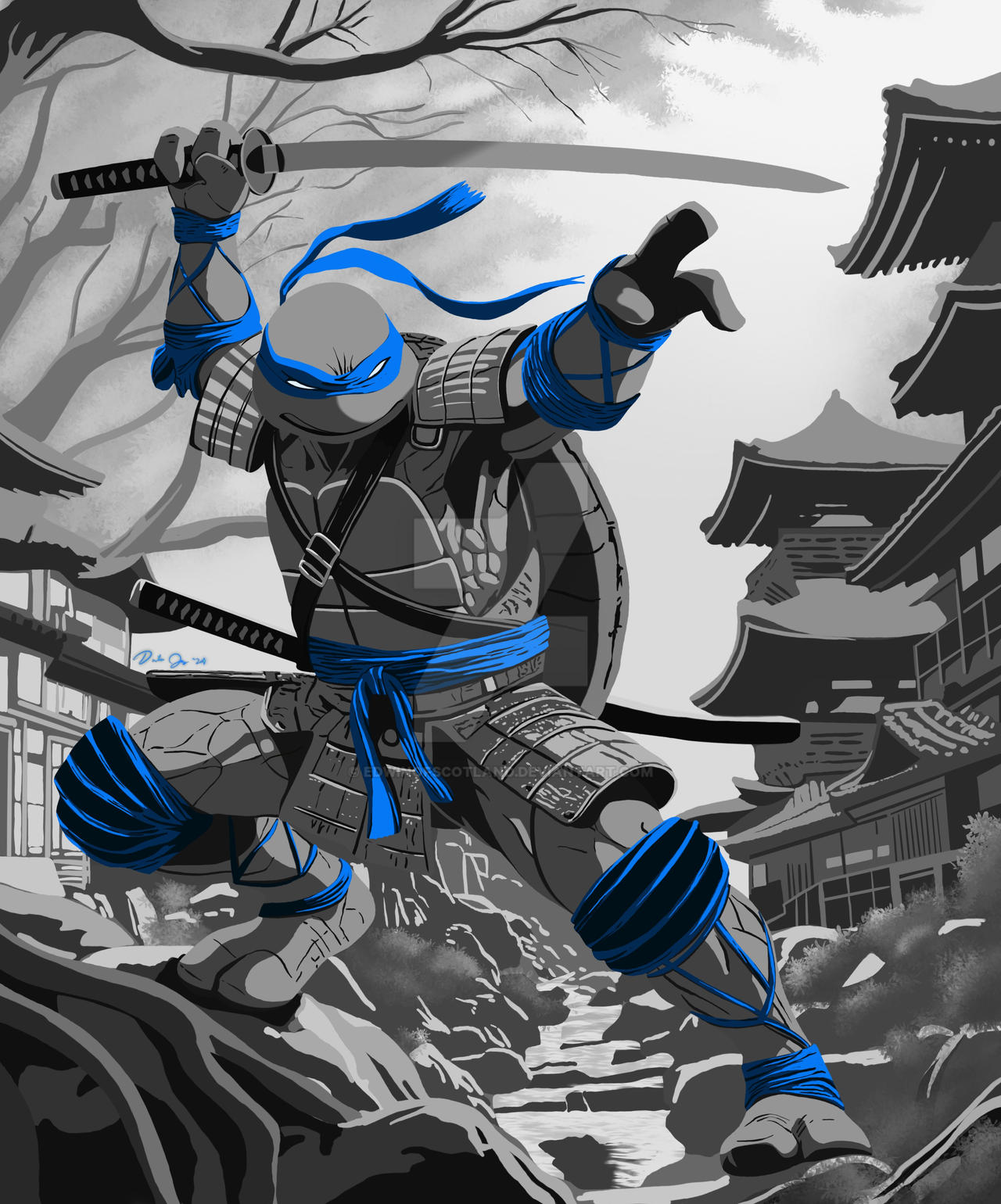 Samurai Leonardo - Grey Scale